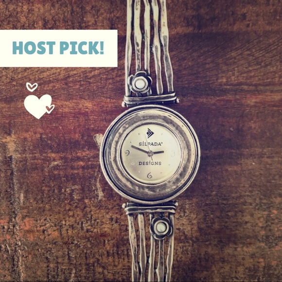 Silpada Accessories - Pearl Hammered Sterling Vintage Silpada Watch